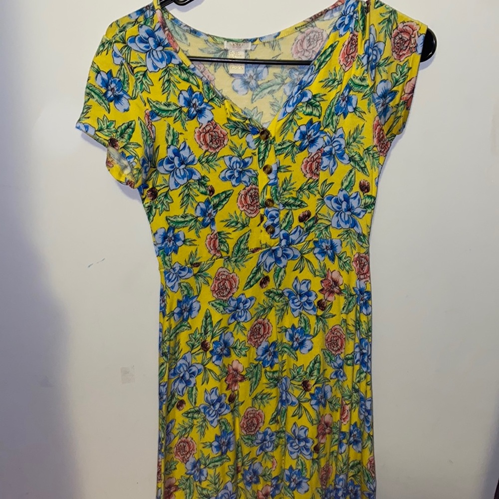 Floral yellow kids dress